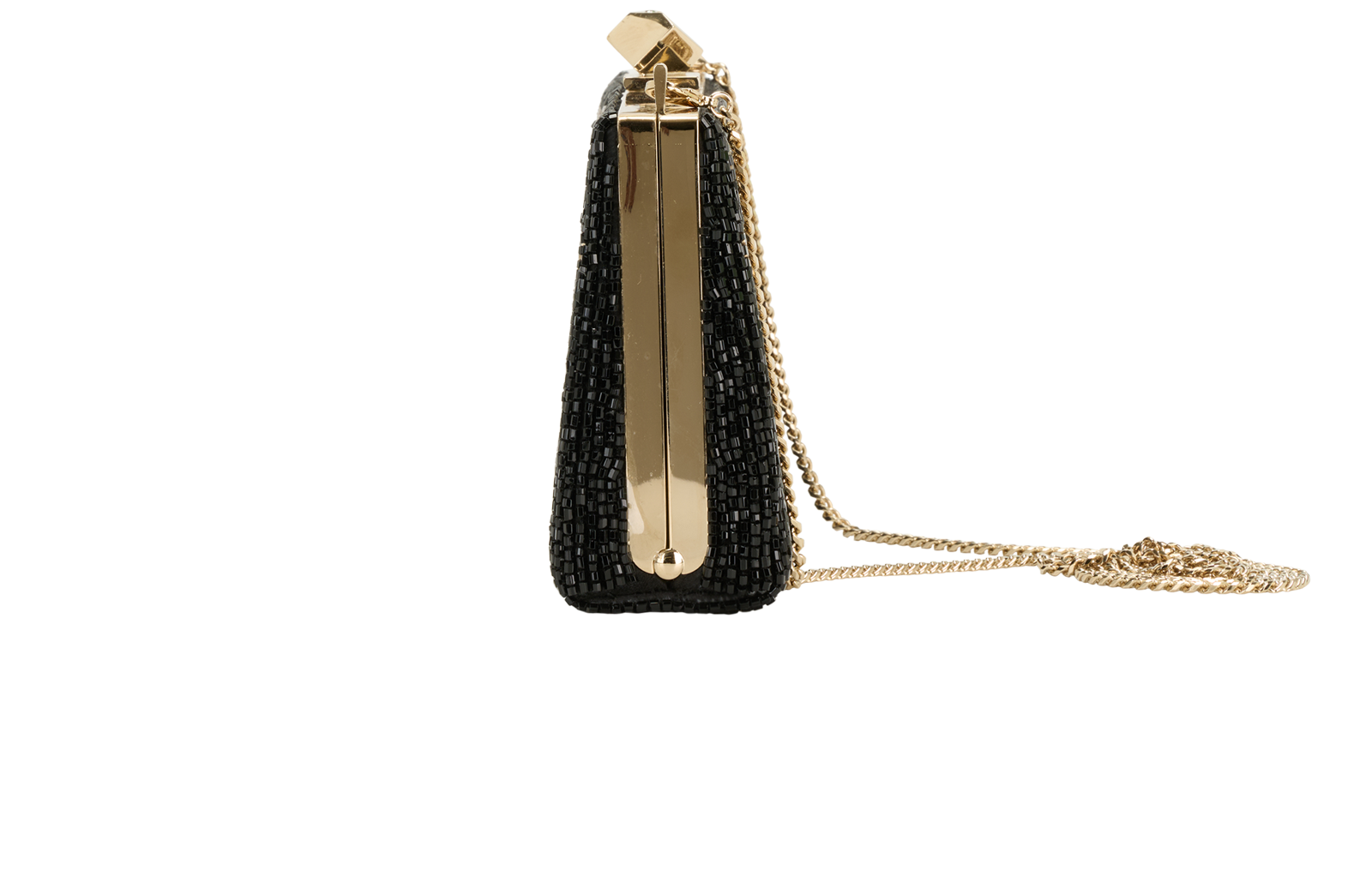 Celeste Beaded Clutch, &pound;260, Handbags, Black, Satin, Bottom view